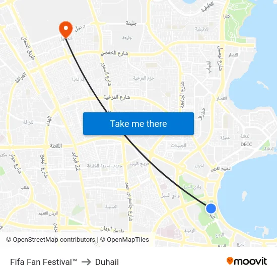 Fifa Fan Festival™ to Duhail map