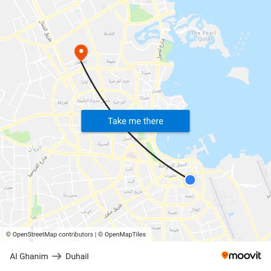 Al Ghanim to Duhail map