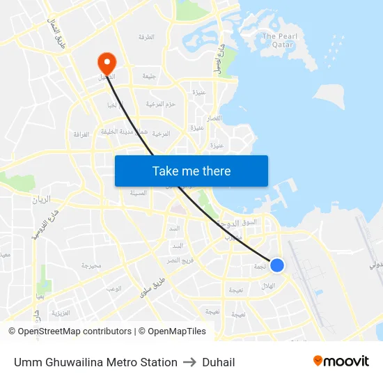 Umm Ghuwailina Metro Station to Duhail map