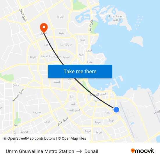 Umm Ghuwailina Metro Station to Duhail map