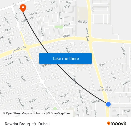 Rawdat Brouq to Duhail map