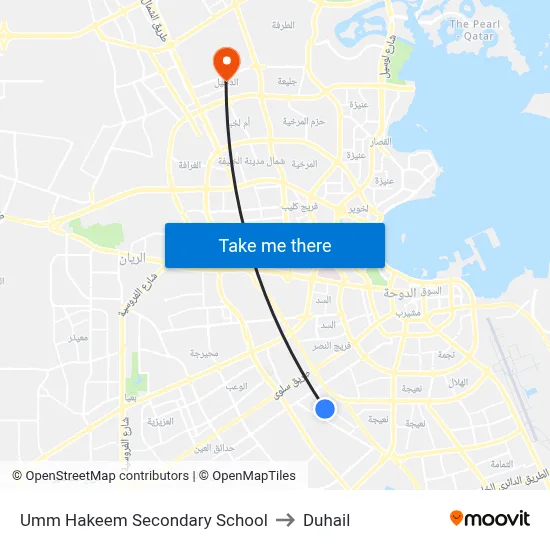 Umm Hakeem Secondary School to Duhail map