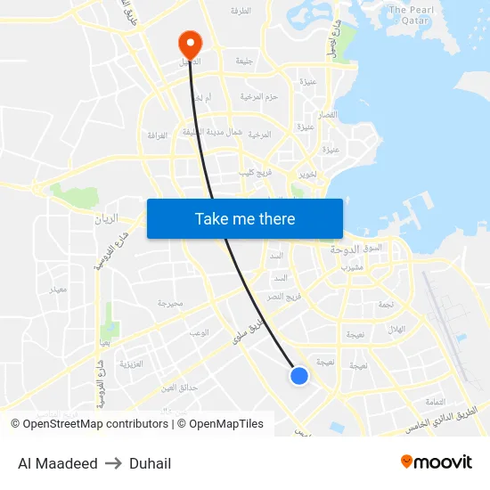 Al Maadeed to Duhail map