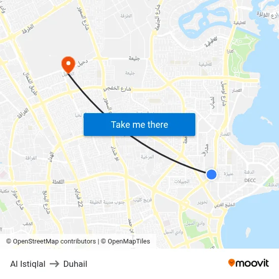 Al Istiqlal to Duhail map