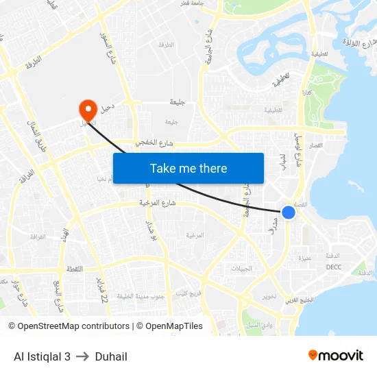 Al Istiqlal 3 to Duhail map