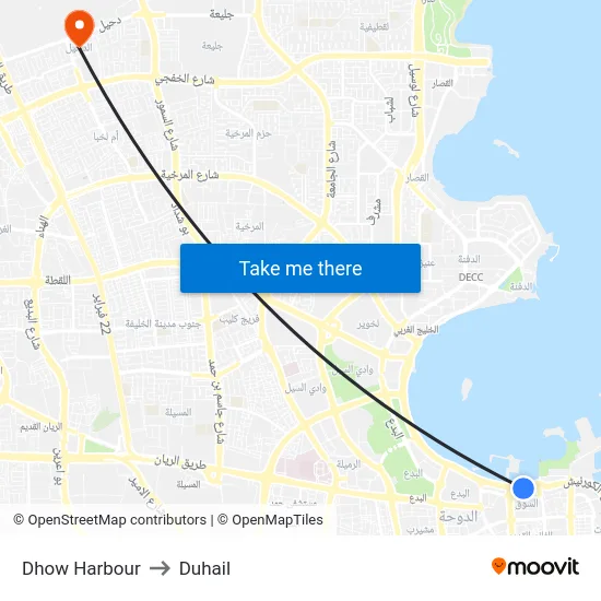 Dhow Harbour to Duhail map