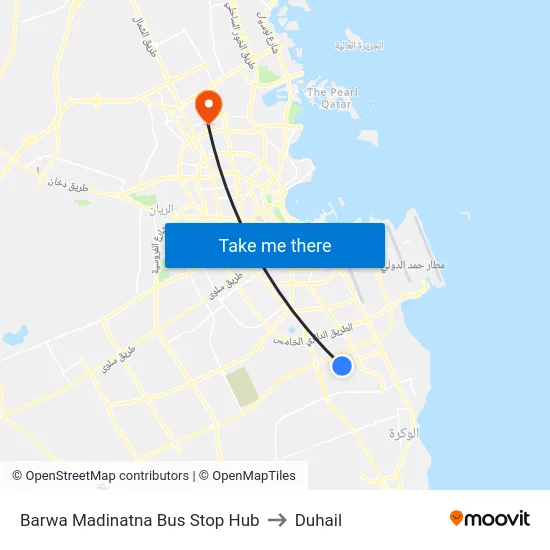 Barwa Madinatna Bus Stop Hub to Duhail map