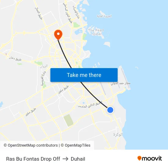 Ras Bu Fontas Drop Off to Duhail map