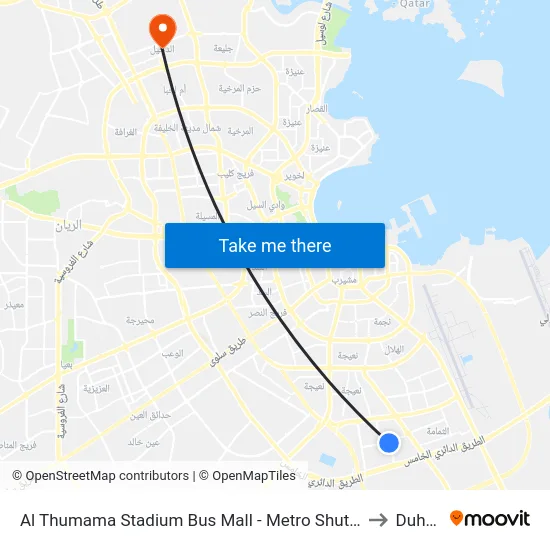 Al Thumama Stadium Bus Mall - Metro Shuttle to Duhail map