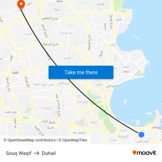 Souq Waqif to Duhail map