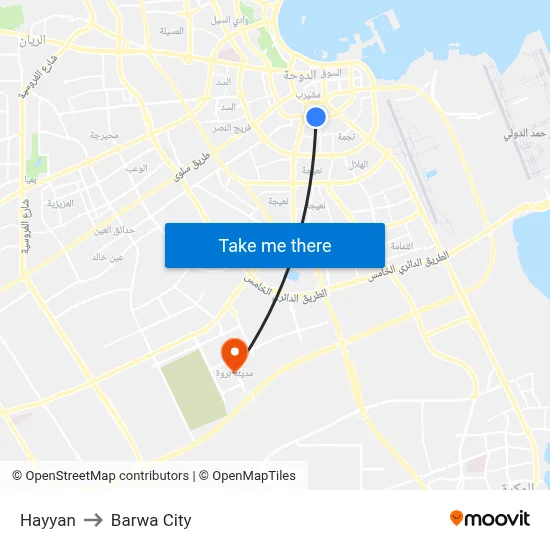 Hayyan to Barwa City map