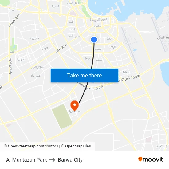 Al Muntazah Park to Barwa City map