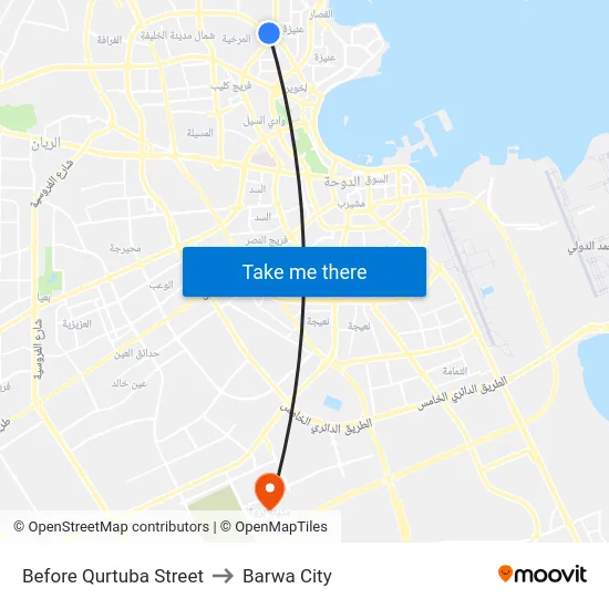Before Qurtuba Street to Barwa City map