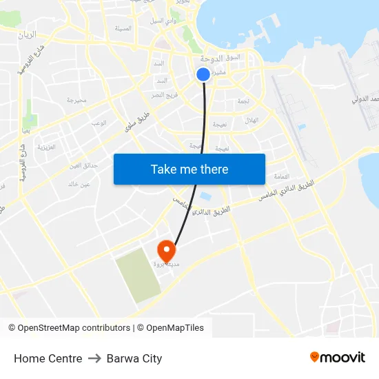 Home Centre to Barwa City map