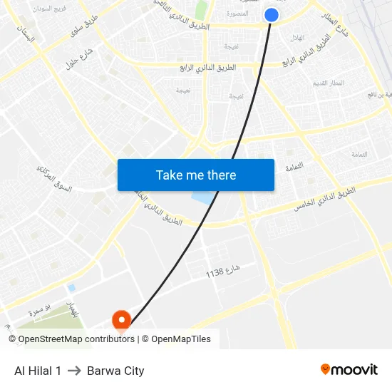 Al Hilal 1 to Barwa City map