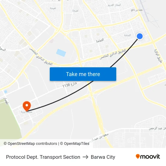 Protocol Dept. Transport Section to Barwa City map
