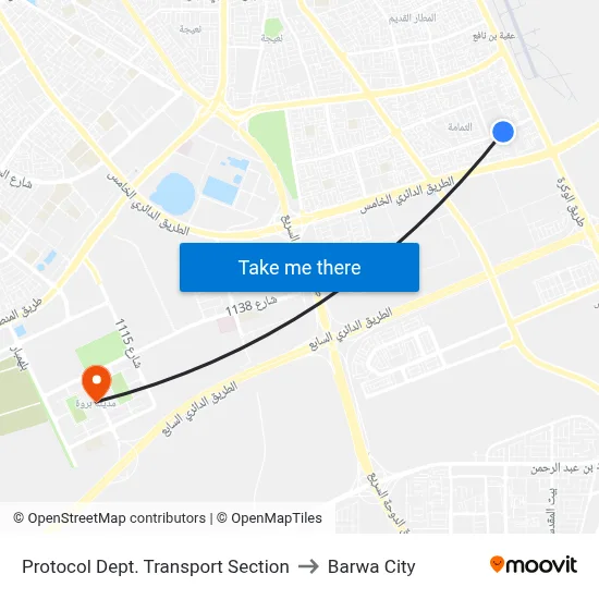 Protocol Dept. Transport Section to Barwa City map