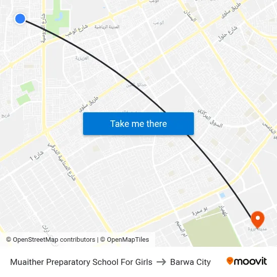 Muaither Preparatory School For Girls to Barwa City map