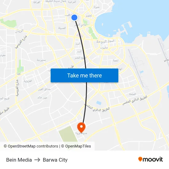 Bein Media to Barwa City map