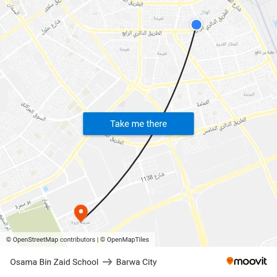 Osama Bin Zaid School to Barwa City map