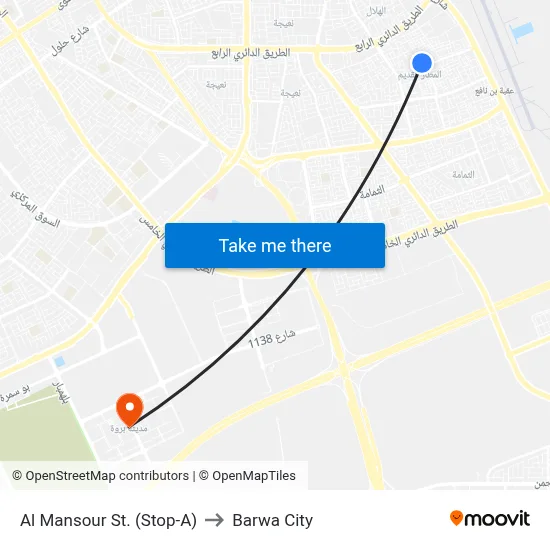 Al Mansour Street (Stop A) to Barwa City map