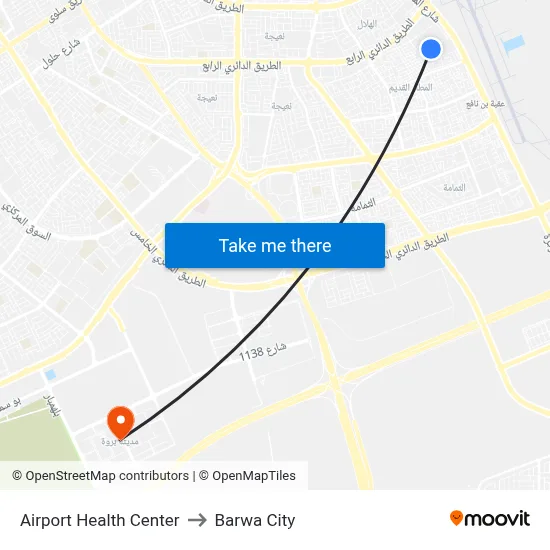 Airport Health Center to Barwa City map