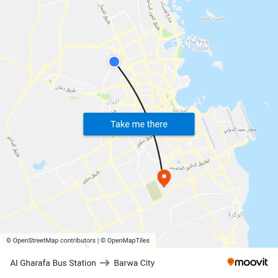 Al Gharafa Bus Station to Barwa City map