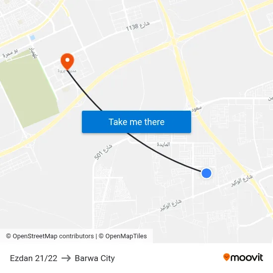 Ezdan 21/22 to Barwa City map
