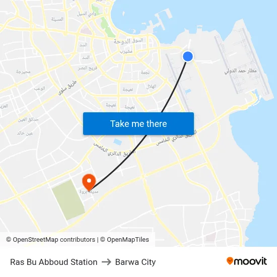 Ras Bu Abboud Station to Barwa City map