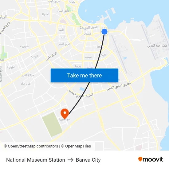 National Museum Station to Barwa City map