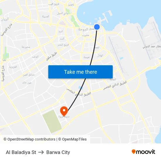 Al Baladiya St to Barwa City map