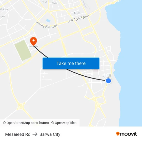 Mesaieed Rd to Barwa City map