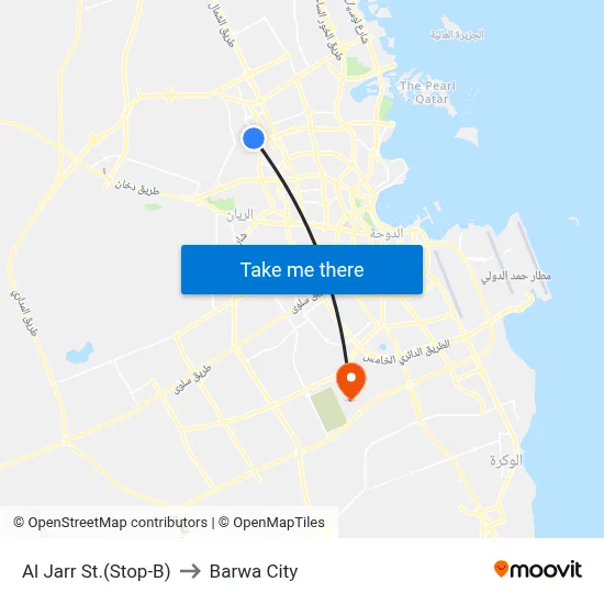 Al Jarr Street (Stop B) to Barwa City map