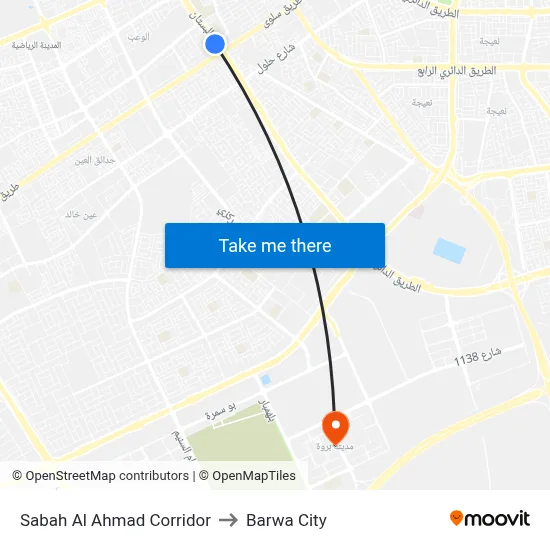 Sabah Al Ahmad Corridor to Barwa City map
