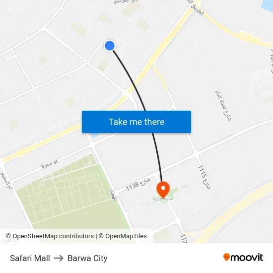 Safari Mall to Barwa City map