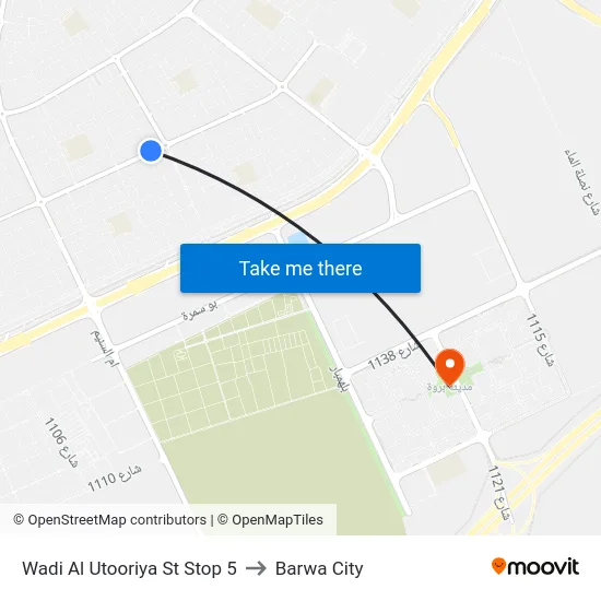 Wadi Al Utooriya St Stop 5 to Barwa City map