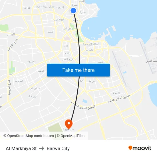 Al Markhiya St to Barwa City map