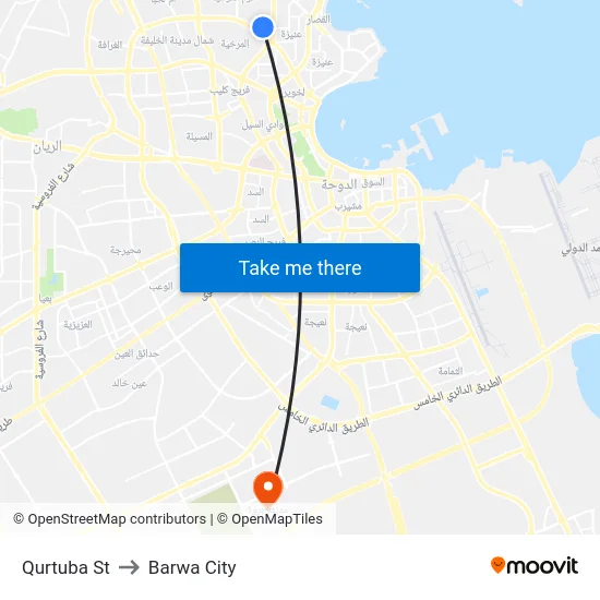Qurtuba St to Barwa City map