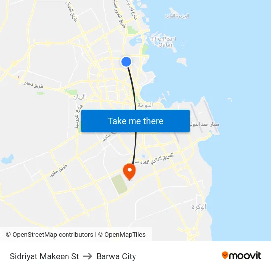 Sidriyat Makeen St to Barwa City map