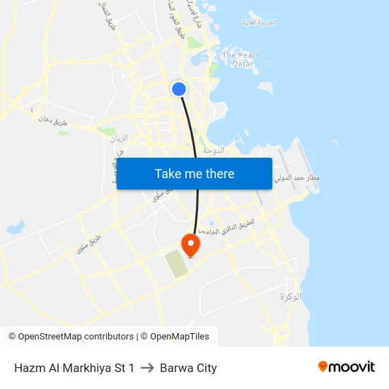 Hazm Al Markhiya St 1 to Barwa City map