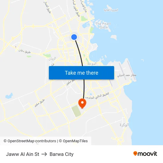 Jaww Al Ain St to Barwa City map