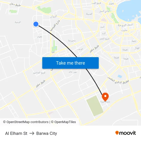 Al Elham St to Barwa City map