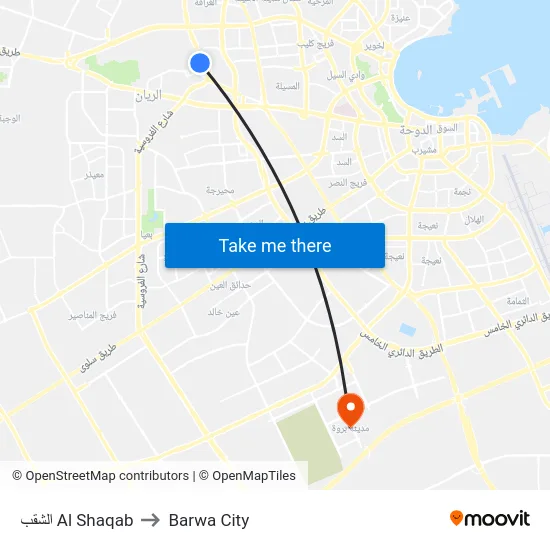 الشقب Al Shaqab to Barwa City map