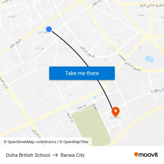 Doha British School to Barwa City map