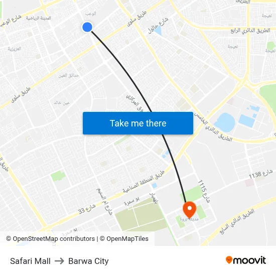 Safari Mall to Barwa City map