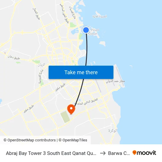 Abraj Bay Tower 3 South East Qanat Quartier to Barwa City map