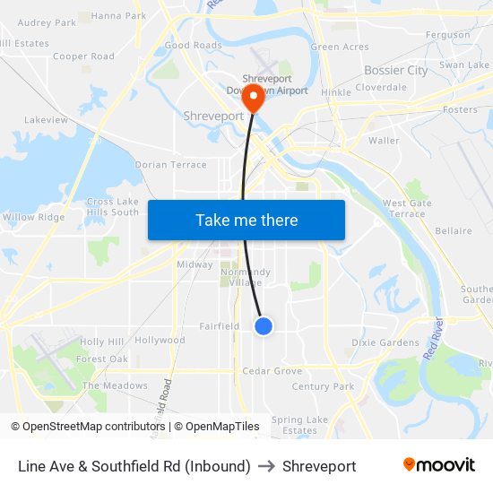 Line Ave & Southfield Rd (Inbound) to Shreveport map