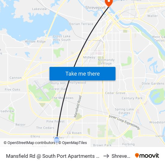 Mansfield Rd @ South Port Apartments (Inbound) to Shreveport map