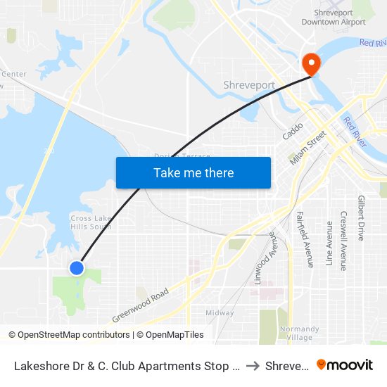 Lakeshore Dr & C. Club Apartments Stop 2 (Outbound) to Shreveport map