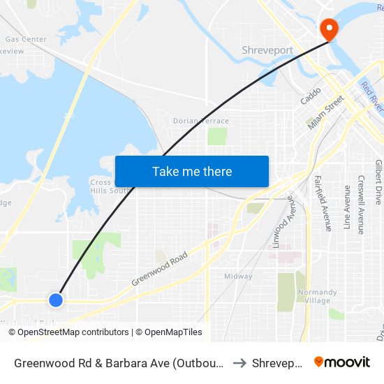 Greenwood Rd & Barbara Ave (Outbound) to Shreveport map